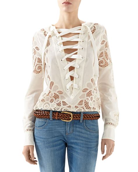 gucci broderie anglaise shirt|Gucci Shirts for Women .